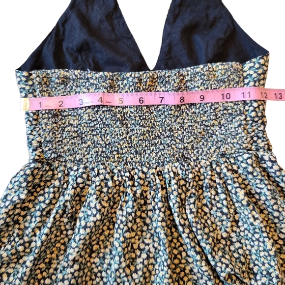 American Eagle Black Yellow Dainty Floral Print Halter Top - Picture 10 of 10